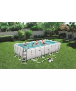 PISCINA FUORI TERRA CON STRUTTURA RETTANGOLARE BESTWAY "POWER STEEL FRAME" CON POMPA, SCALETTA, COVER E CHEMCONNECT BIANCO 549X274X122 CM  - COD. 56466